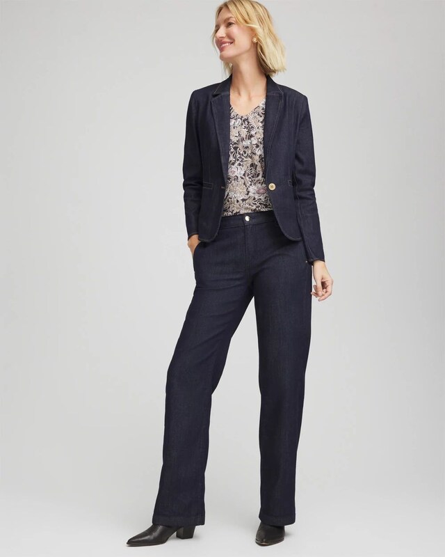 Denim Peplum Blazer - image 2